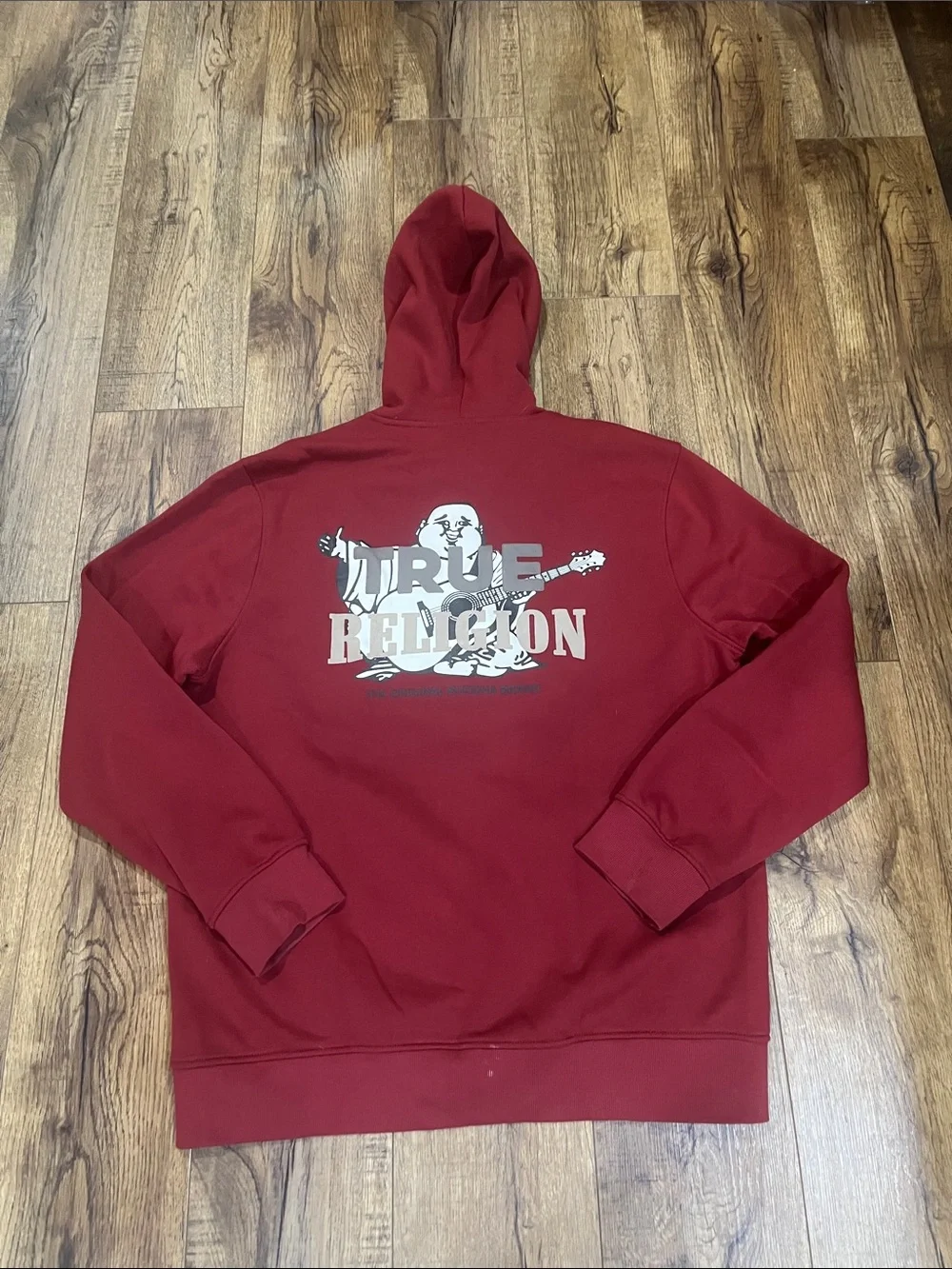 True Religion Red Full-Zip Hoodie with Logo